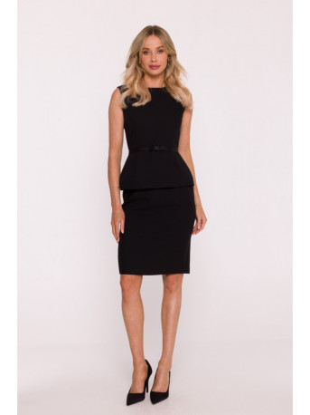 S427 Peplum dress - black