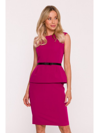 S427 Peplum dress - plum