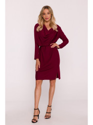 S428 Cowl neckline dress - maroon
