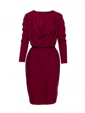 S428 Cowl neckline dress - maroon