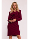 S428 Cowl neckline dress - maroon