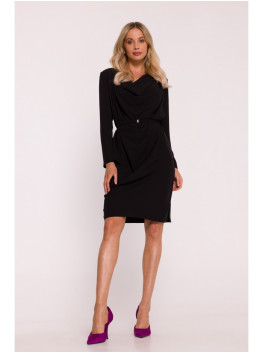 S428 Cowl neckline dress - black