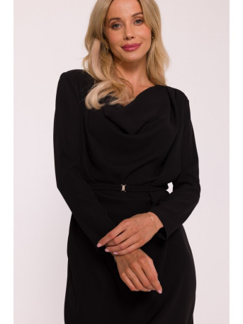 S428 Cowl neckline dress - black