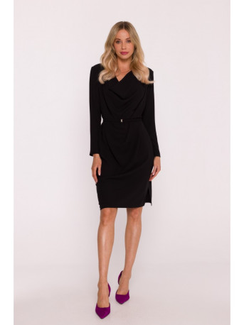 S428 Cowl neckline dress - black