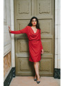 S428 Cowl neckline dress - red