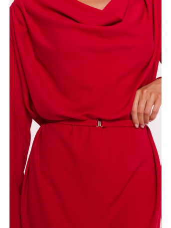 S428 Cowl neckline dress - red