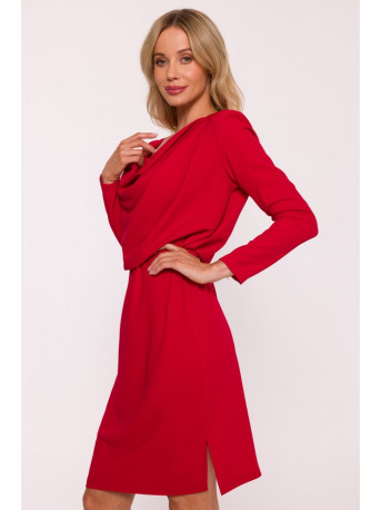 S428 Cowl neckline dress - red