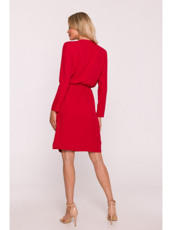 S428 Cowl neckline dress - red