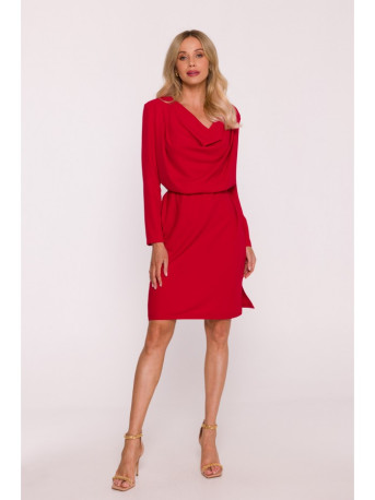 S428 Cowl neckline dress - red