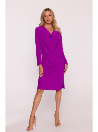 S428 Cowl neckline dress - lavender