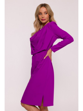 S428 Cowl neckline dress - lavender