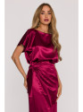 M887 Wrap style satin dress - maroon