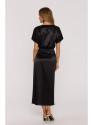 M887 Wrap style satin dress - black