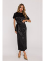 M887 Wrap style satin dress - black