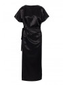 M887 Wrap style satin dress - black
