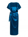M887 Wrap style satin dress - ocean blue