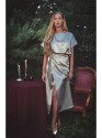 M887 Wrap style satin dress - gold