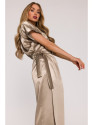 M887 Wrap style satin dress - gold