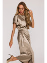 M887 Wrap style satin dress - gold