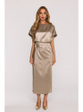 M887 Wrap style satin dress - gold