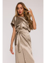 M887 Wrap style satin dress - gold