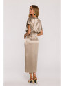 M887 Wrap style satin dress - gold