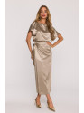 M887 Wrap style satin dress - gold