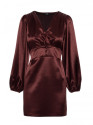 M888 Satin puff sleeve mini dress - brown