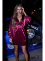 M888 Satin puff sleeve mini dress - maroon