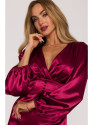 M888 Satin puff sleeve mini dress - maroon