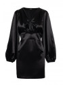 M888 Satin puff sleeve mini dress - black
