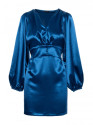 M888 Satin puff sleeve mini dress - ocean blue