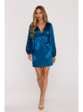 M888 Satin puff sleeve mini dress - ocean blue