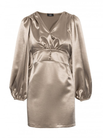 M888 Satin puff sleeve mini dress - gold