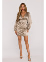 M888 Satin puff sleeve mini dress - gold