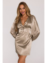 M888 Satin puff sleeve mini dress - gold