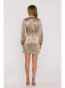 M888 Satin puff sleeve mini dress - gold