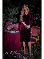 M889 Velvet bodycon dress - maroon