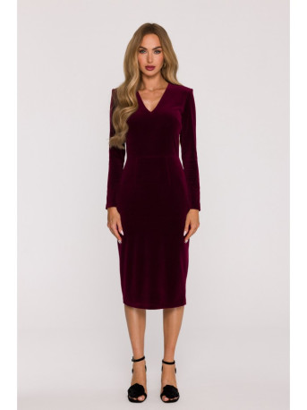 M889 Velvet bodycon dress - maroon