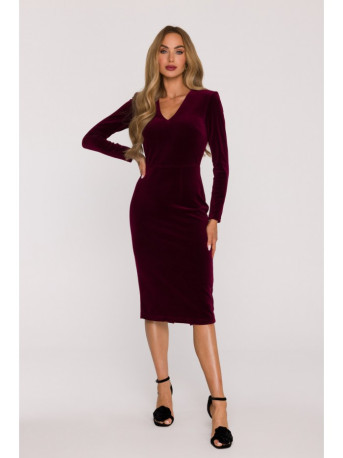 M889 Velvet bodycon dress - maroon