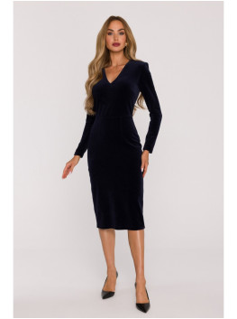 M889 Velvet bodycon dress - navy blue