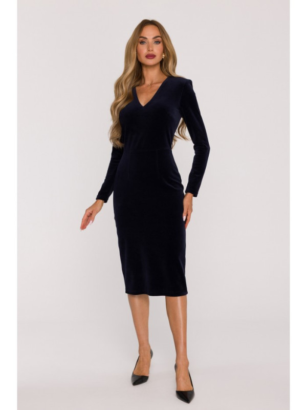 M889 Velvet bodycon dress - navy blue