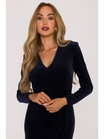 M889 Velvet bodycon dress - navy blue