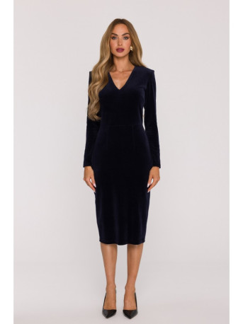 M889 Velvet bodycon dress - navy blue