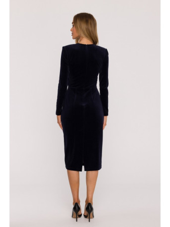 M889 Velvet bodycon dress - navy blue