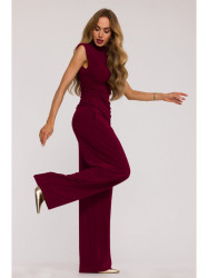 M890 Co-ord set with ruched top and wide leg trousers - maroon