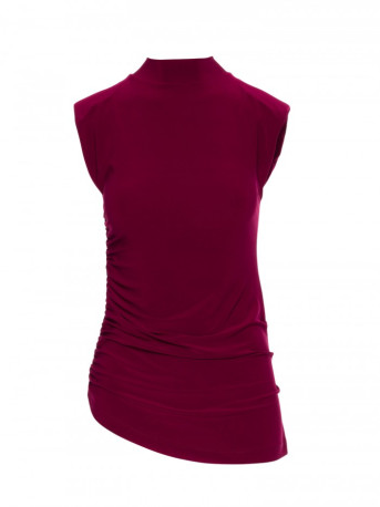 M890 Co-ord set with ruched top and wide leg trousers - maroon