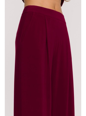 M890 Co-ord set with ruched top and wide leg trousers - maroon
