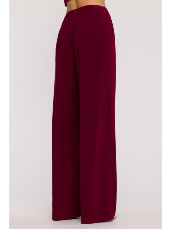 M890 Co-ord set with ruched top and wide leg trousers - maroon