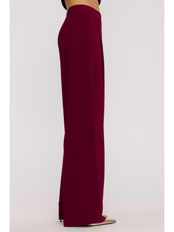 M890 Co-ord set with ruched top and wide leg trousers - maroon